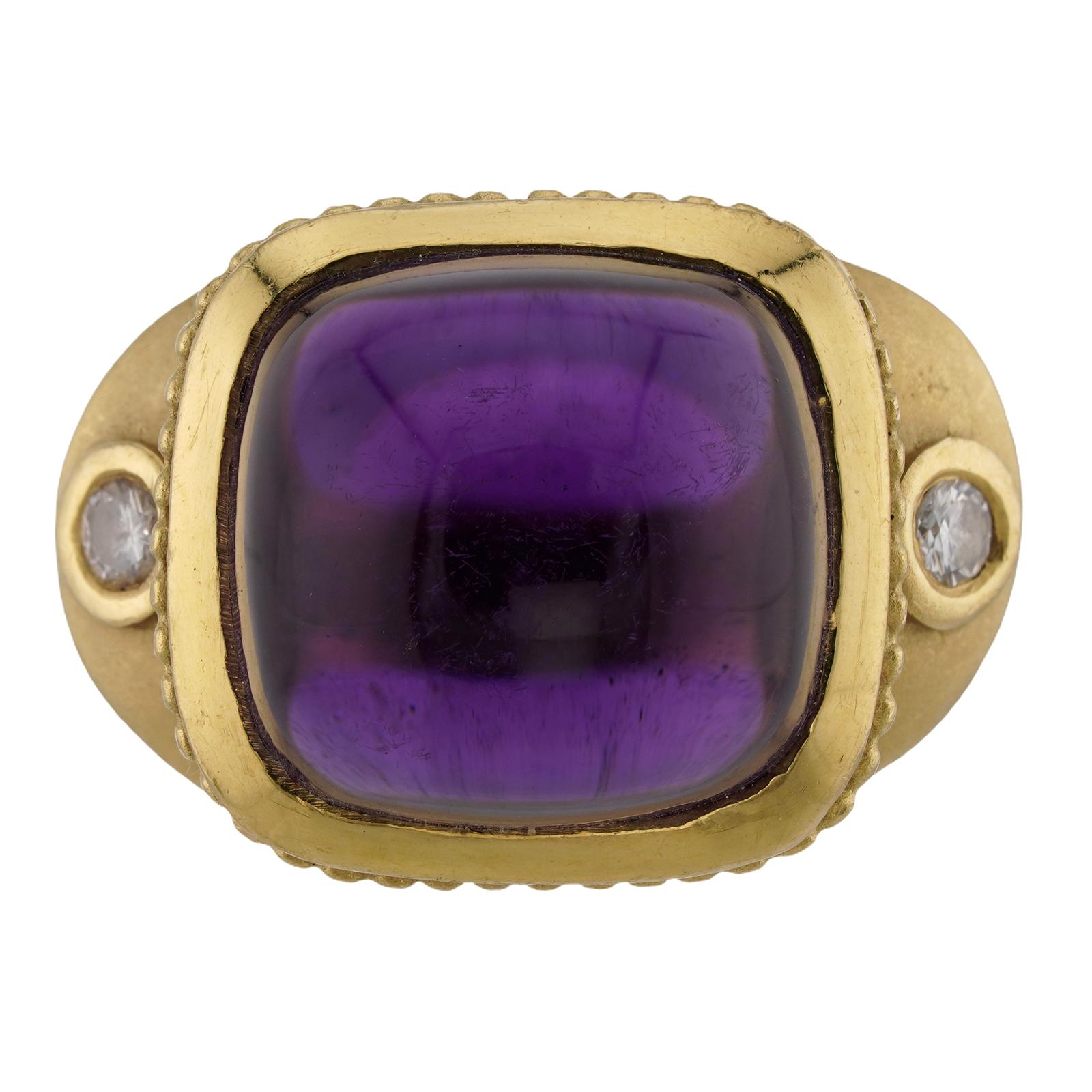 Athena GB Bague cocktail en or jaune avec améthyste et diamants en vente 3