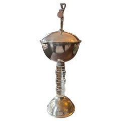 "Athena, Goddess of Artisans", Czech Art Deco Caviar Server, Silvered Brass