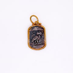 Athena Goddess of Wisdom and War Diamond Pendant in 24k Yellow Gold and Silver