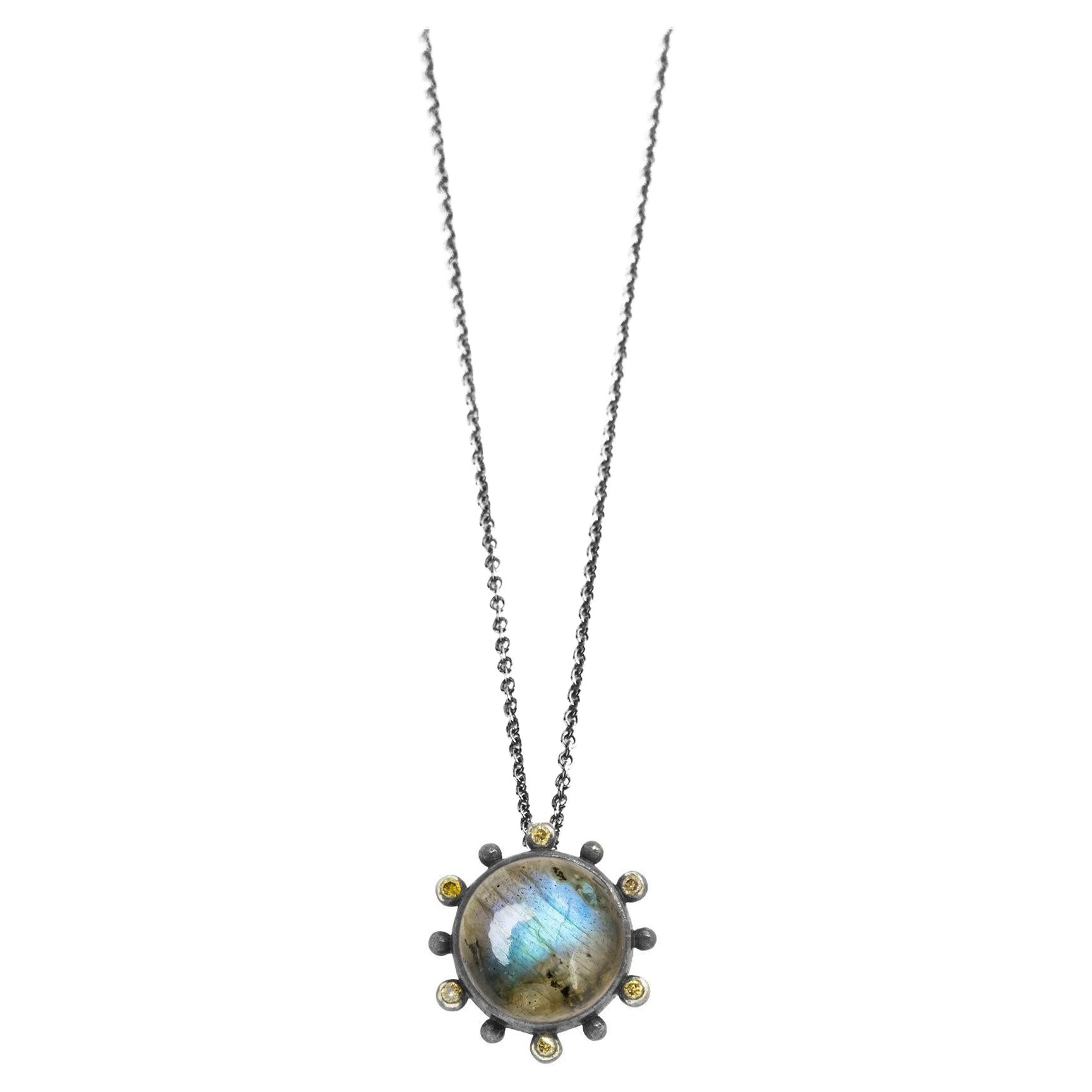 Athena Labradorit-Silber-Halskette im Angebot
