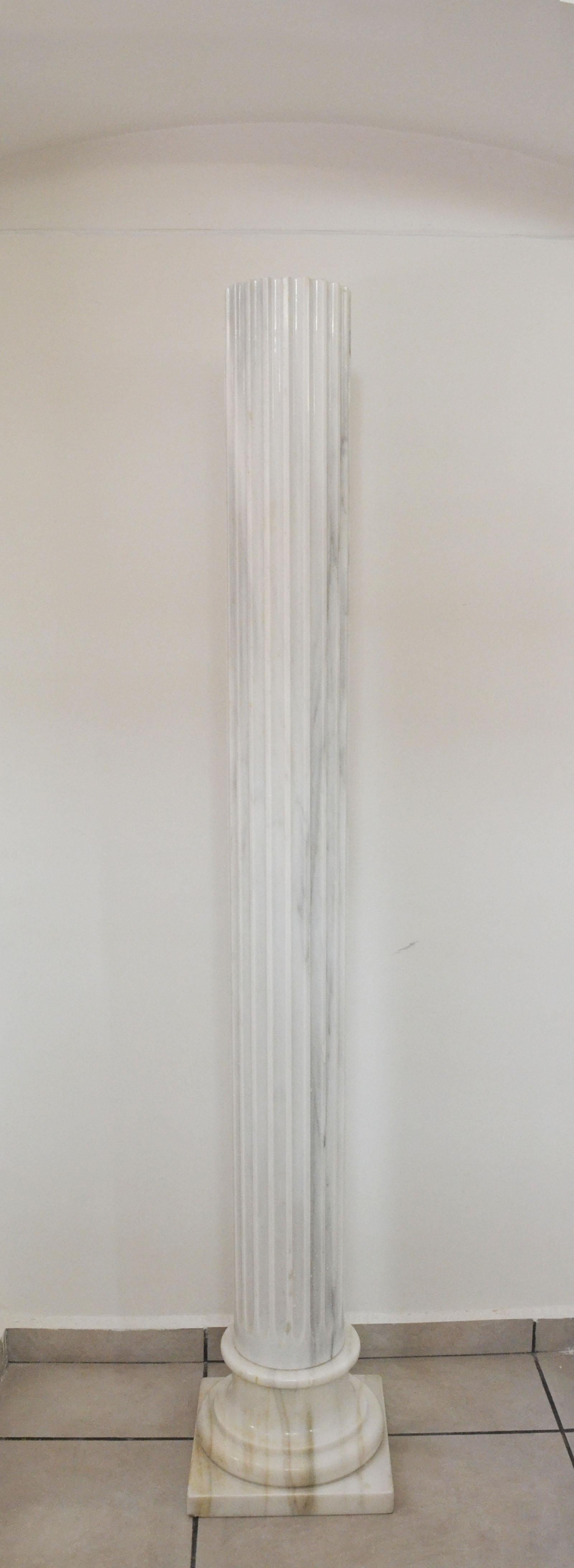 Spanish 'ATHENA' Large Column / Pillar White Carrara Marble by Element & Co. For Sale