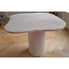Organic Top 140 Muted Beige Travertine Square Dining Table by Beije Avenue