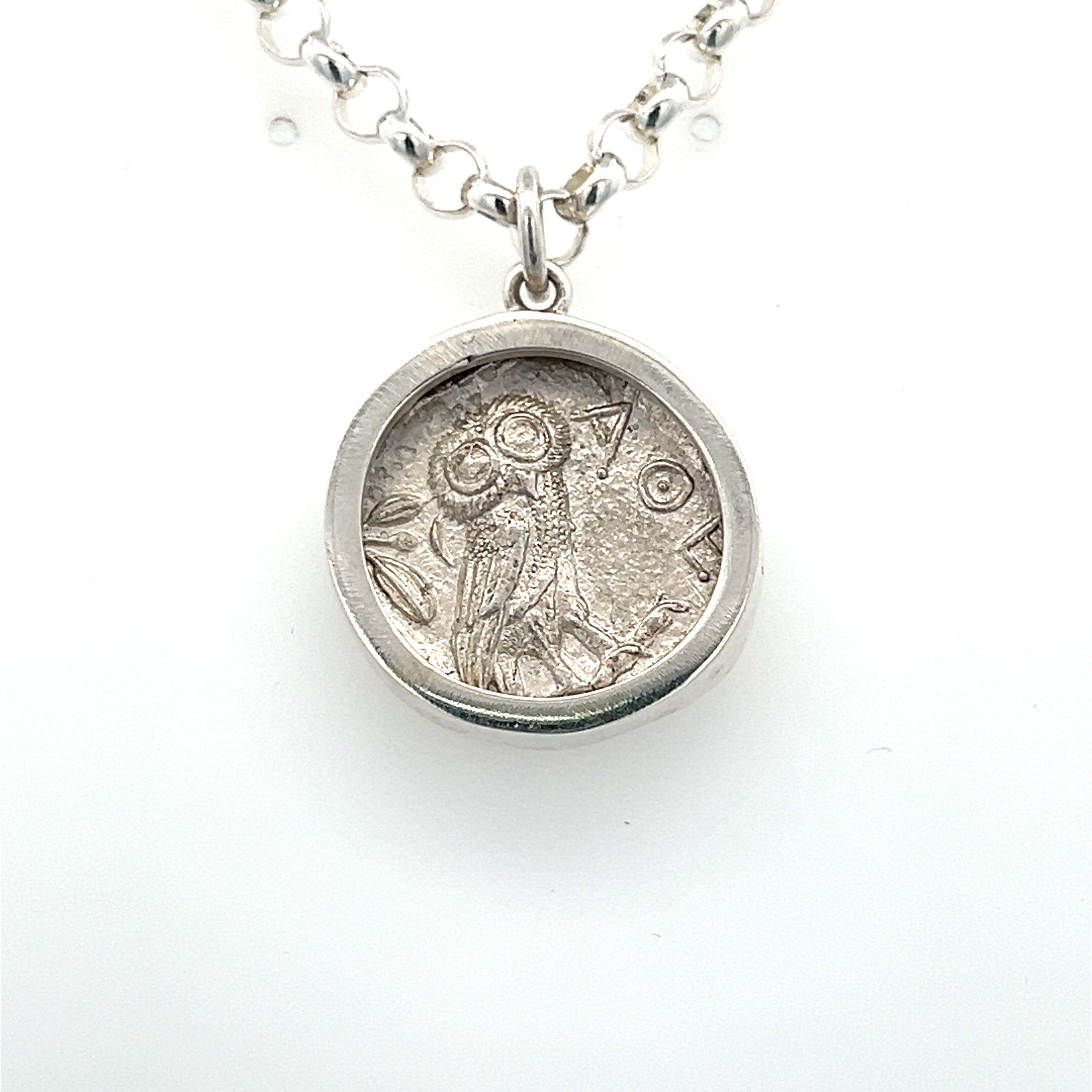 Athena Necklace Coin Pendant Genuine Ancient Greek Athenian Silver Tetradrachm 4
