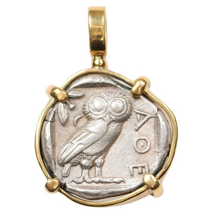 Tetradracma di Atena e Gufo con oro 18 ct.