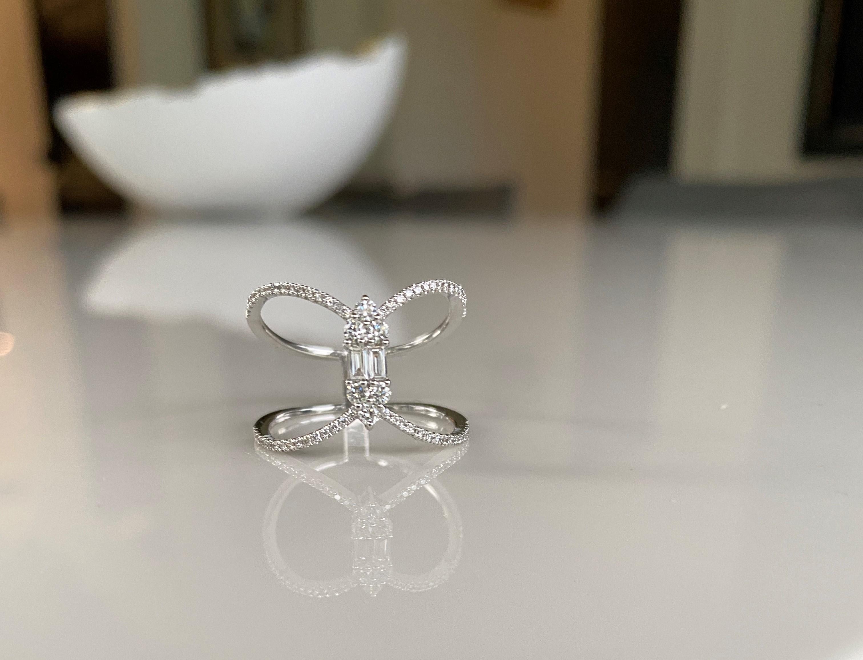 Baguette Cut Athena Pave Diamond and Marquise Shape Illusion Set Diamond Baguette x Ring