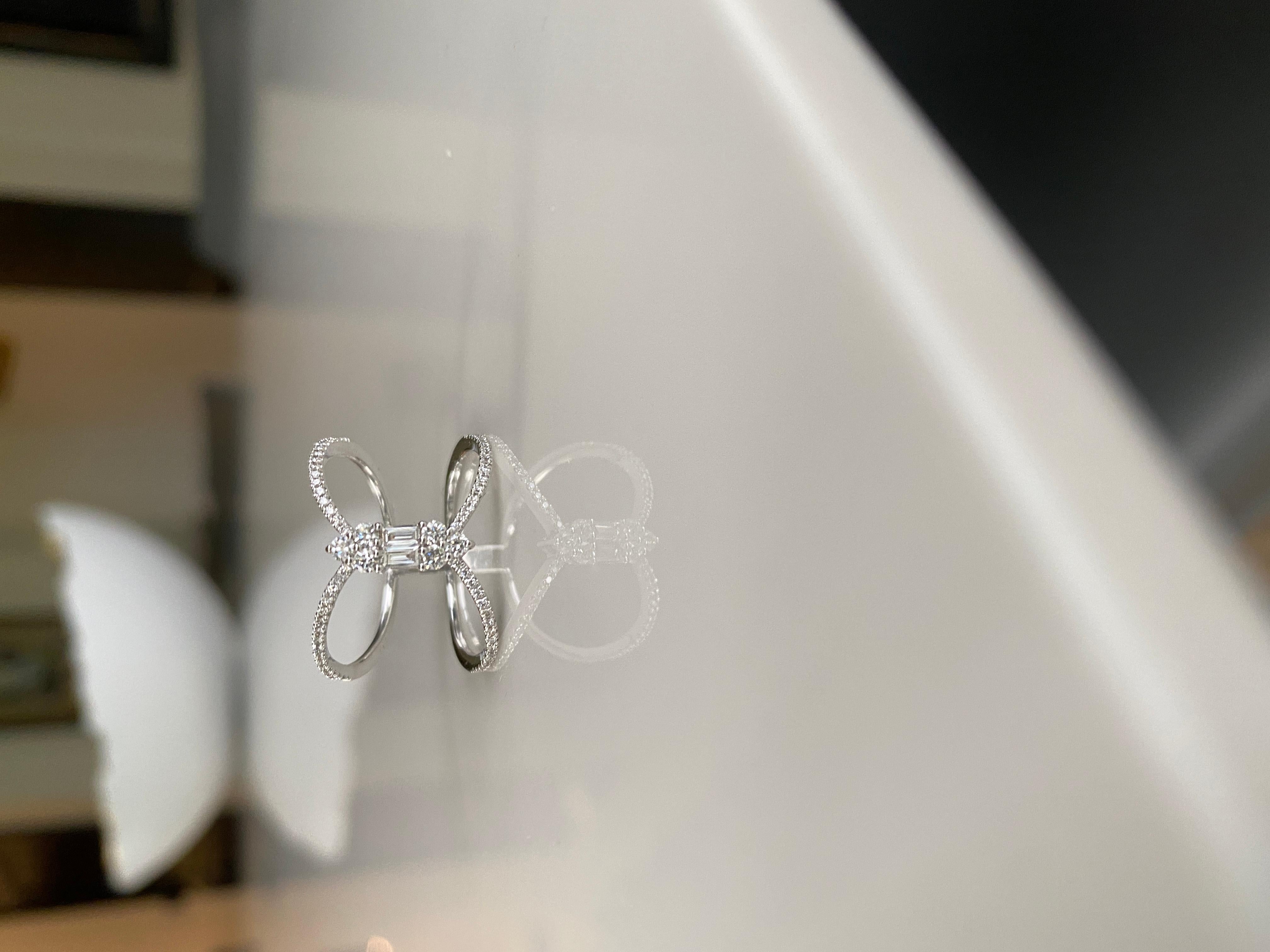 Athena Pave Diamond and Marquise Shape Illusion Set Diamond Baguette x Ring In New Condition In Houston, TX