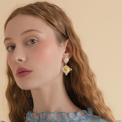 Athena Pearl & Turquoise Drop Earrings