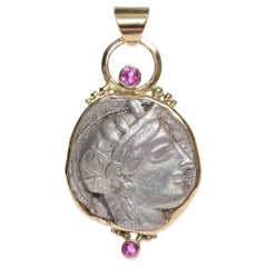 Athena Pendant w/ Pink Sapphires & 18k Trim