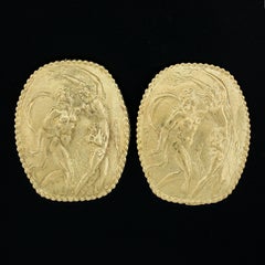 Athena Seidengang 18k Yellow Gold Apollo Casing Saphne Cameo Clip on Earrings