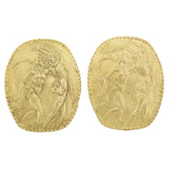 Athena Seidengang 18k Yellow Gold Apollo Casing Saphne Cameo Clip on Earrings