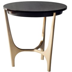 Athena Side Table by DeMuro Das with Black Marquina Marble Top and Bronze Base