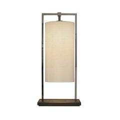 Athena Table Lamp with Dark Brown Stained Oak Base, Black Nickel Frame