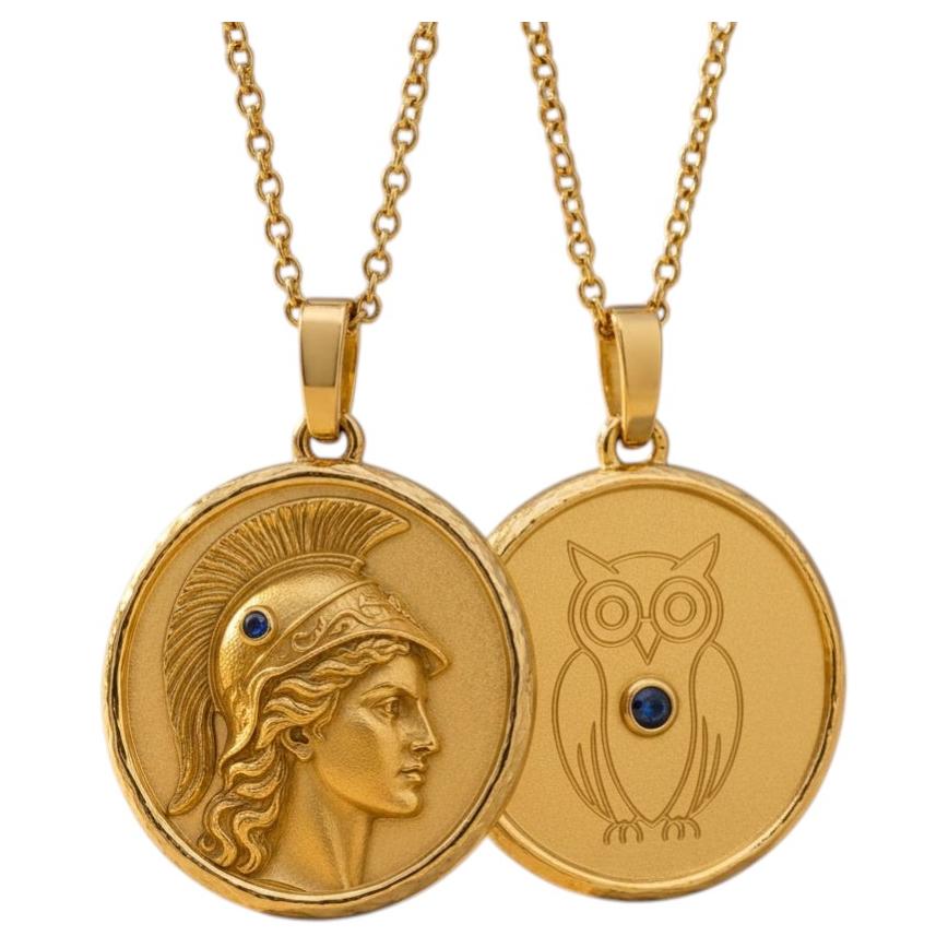 Athena Wisdom Coin Two-sided Necklace Silver, Gold
