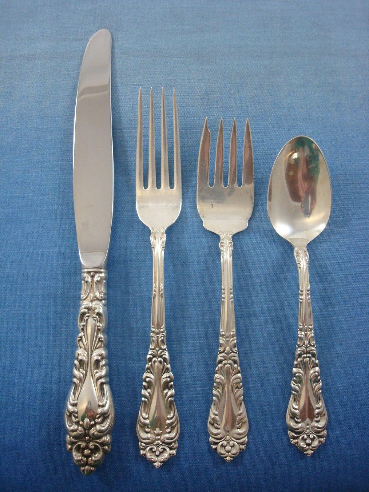 Athene Aka Crescendo by Stuart Sterling Silver Flatware Set Service 45 Pieces In Excellent Condition In Big Bend, WI