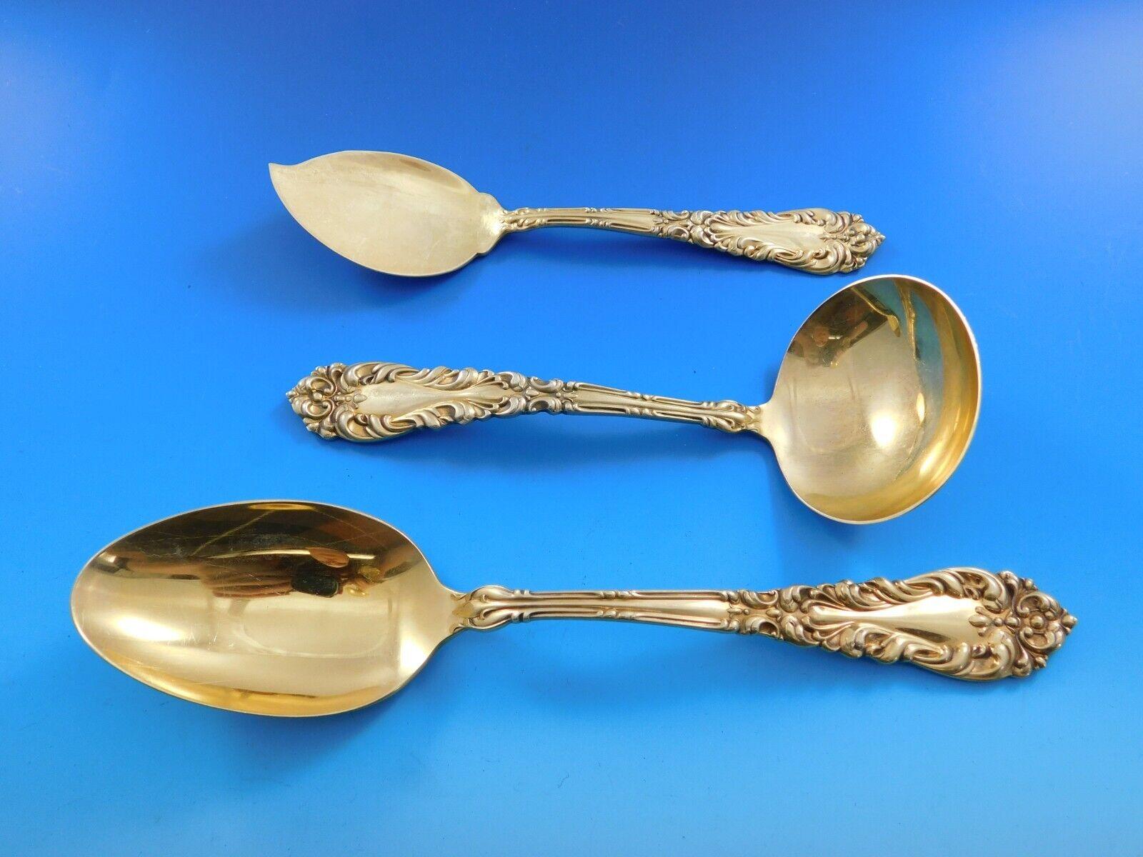 Athene by Amston Vermeil Gold Sterling Silver Flatware Set Service 171 pc Dinner For Sale 4