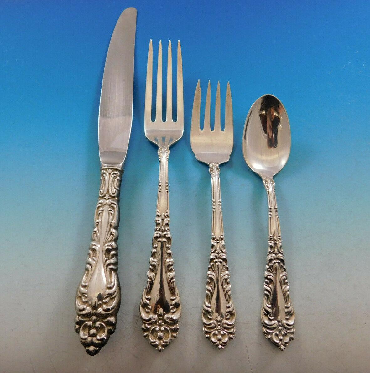 Athene Crescendo by Amston Sterling Silver Flatware Set 12 Service 118 Pc Dinner In Excellent Condition In Big Bend, WI