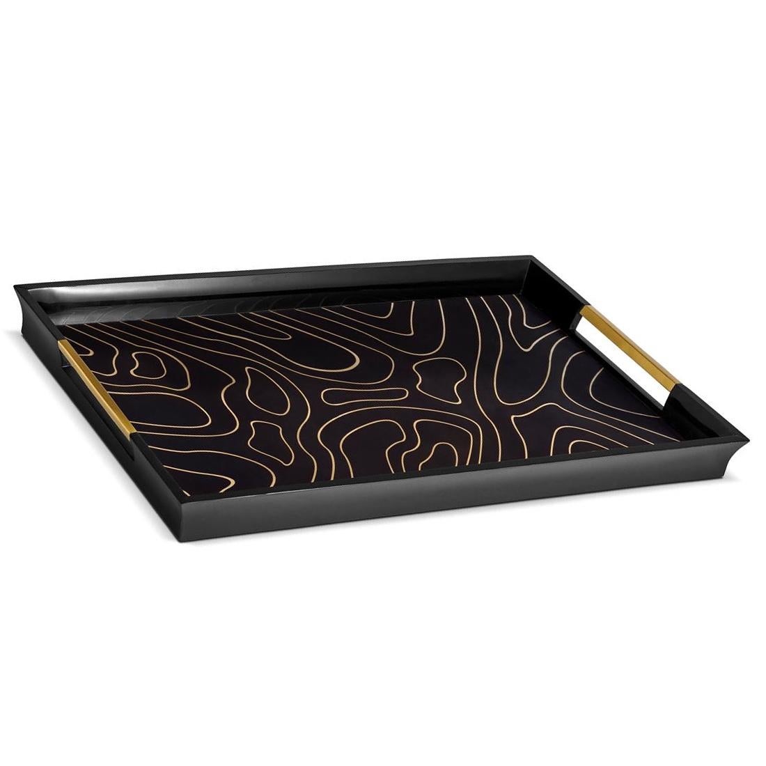 Hand-Crafted Athenee Tray with Black Resin