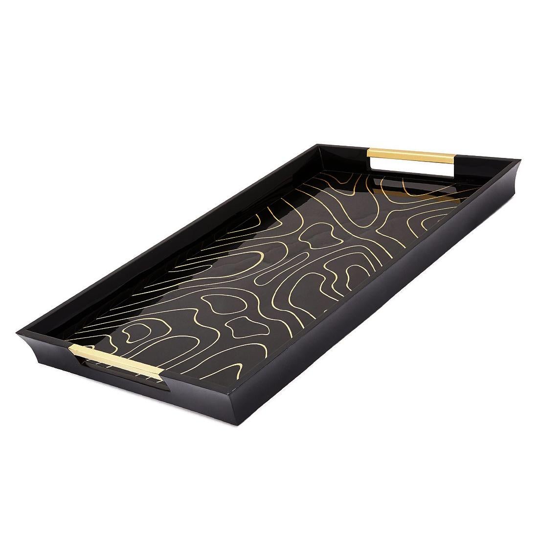 Athenee Tray with Black Resin In Excellent Condition In Paris, FR
