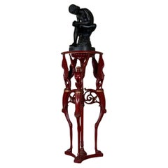 Athenian Carved Wood, Red Patina in the Imitation of Antique Red Marble