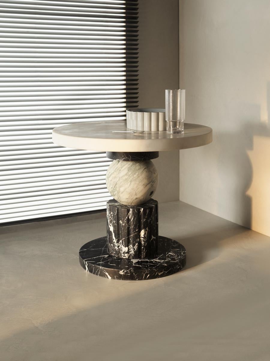 Materials: Nero, Bianco & Fiore marble
Dimensions: Ø60 x H 50cm/Ø23.6 x H 19.7in

Marble is a naturally occurring material, each piece may vary slightly in appearance, these are not faults, they are the details that make each purchase wonderfully