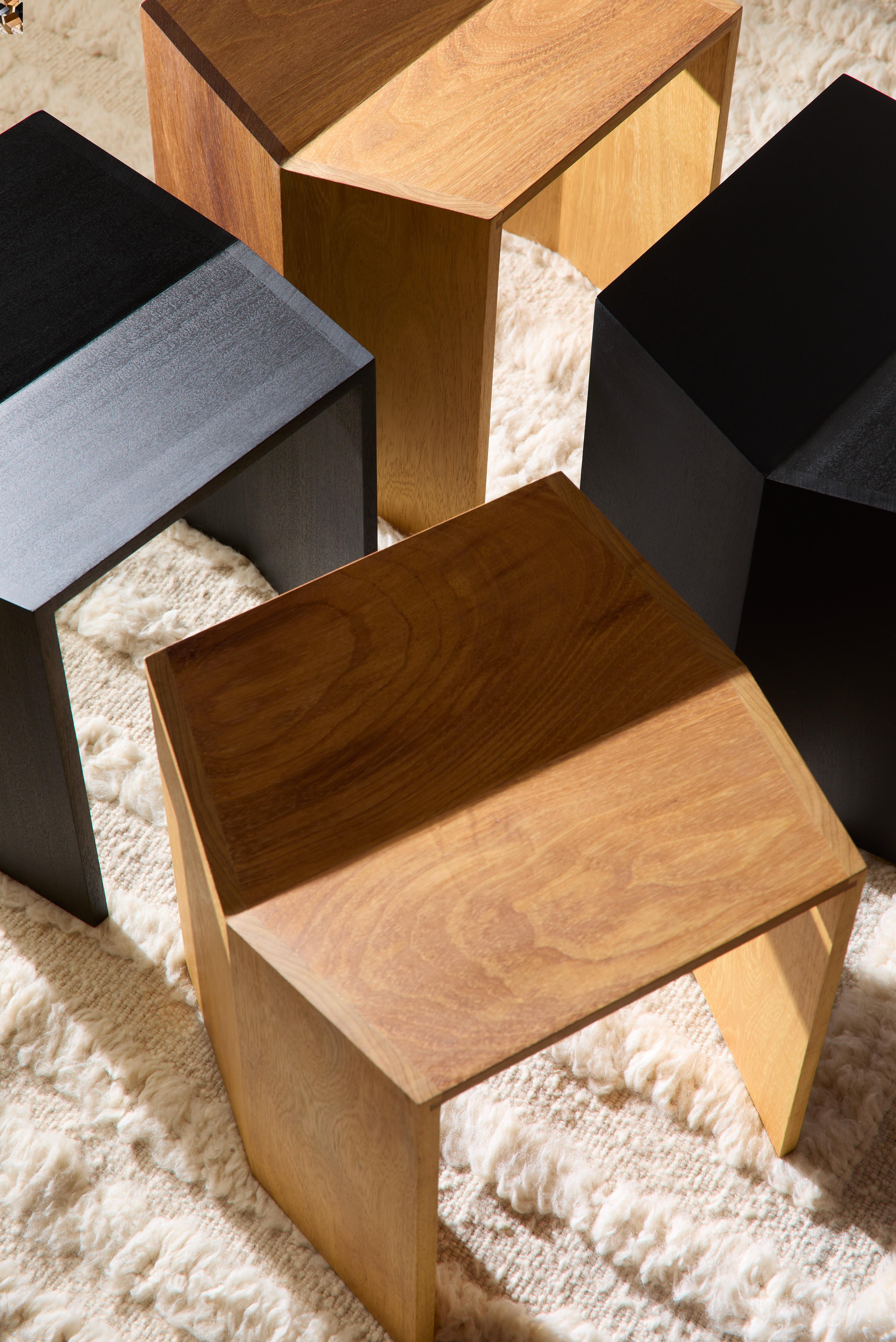 Minimalist Athens Stool in Natural Oak Wood by Leonard Kadid for Lemon