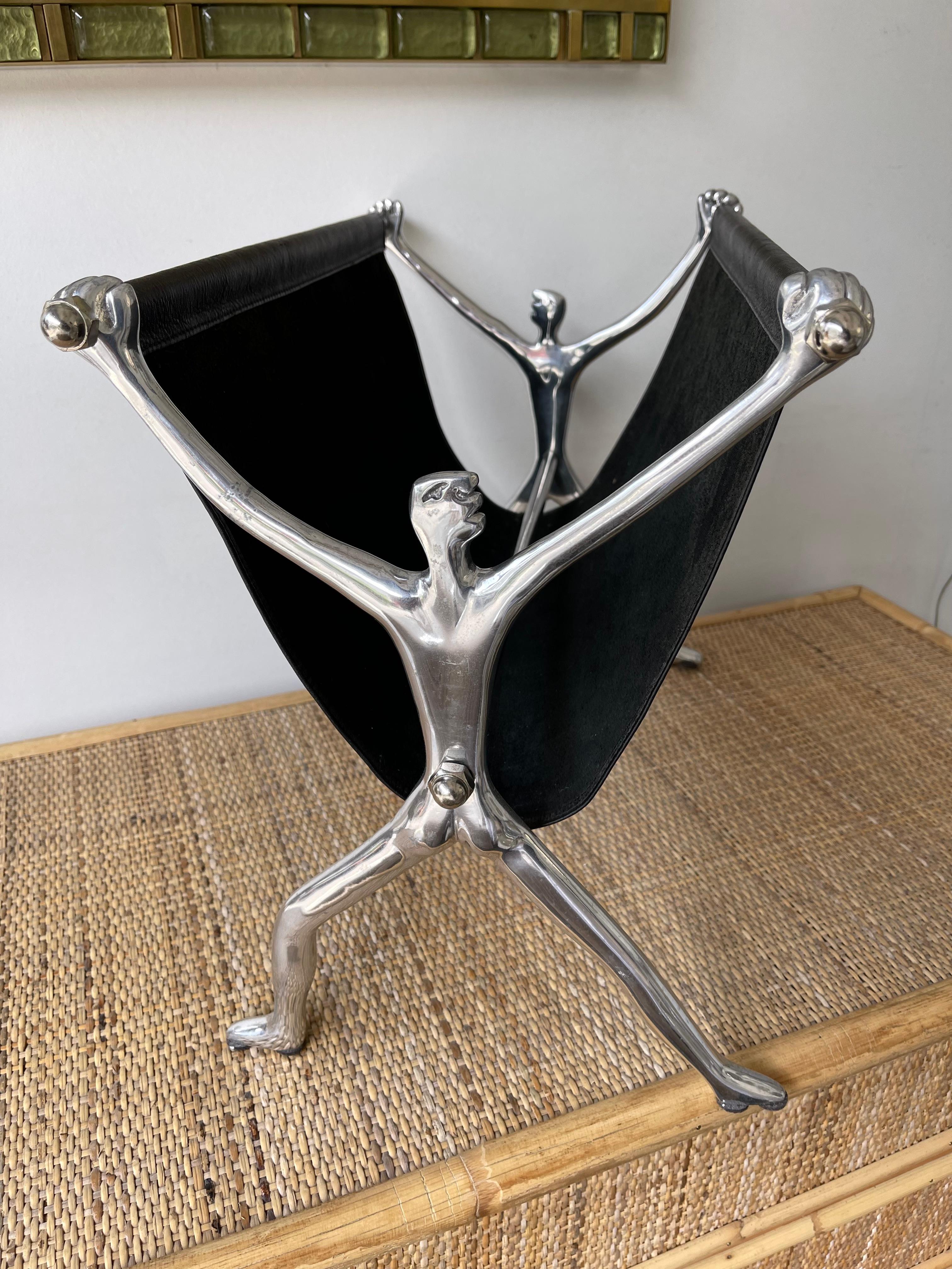 Metal Athlete Man Magazine Rack, Italy, 1980s For Sale