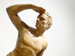 Art Deco Terracotta Athlete Sculpture by Le Lourme, France, Circa 1950