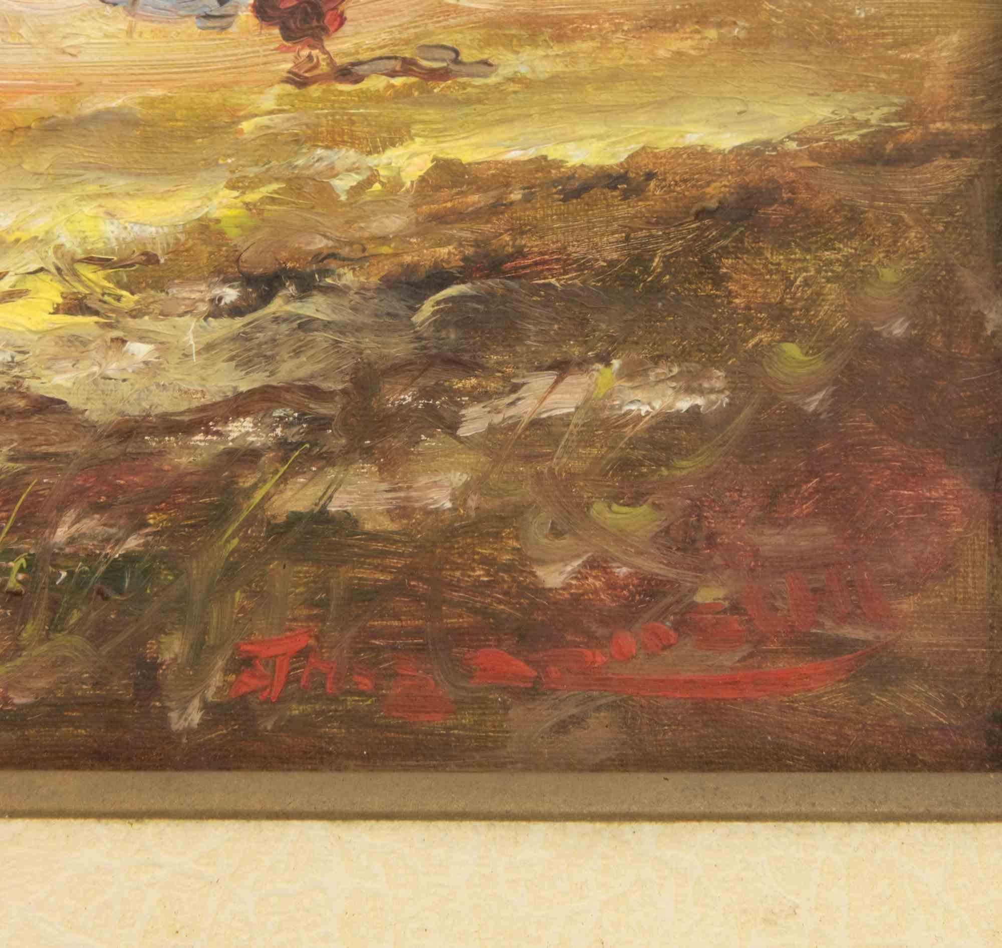 Landschaft – Ölgemälde von Athos Brioschi – Mitte des 20. Jahrhunderts im Angebot 1