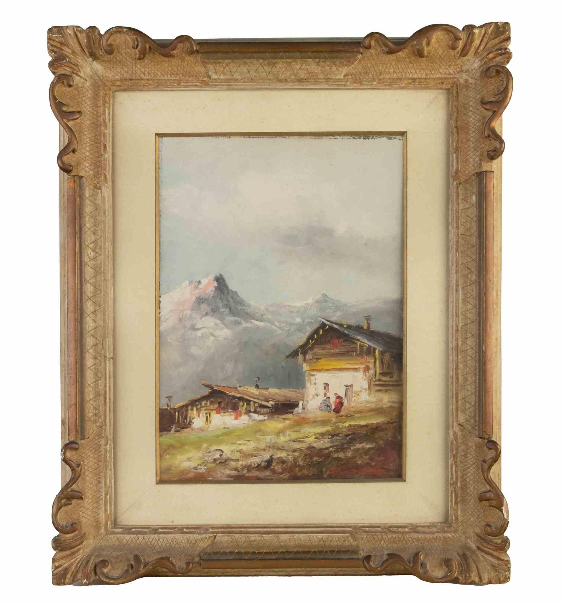 Landschaft – Ölgemälde von Athos Brioschi – Mitte des 20. Jahrhunderts