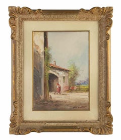 Paisaje - Pintura al óleo de Athos Brioschi - Mediados del siglo XX