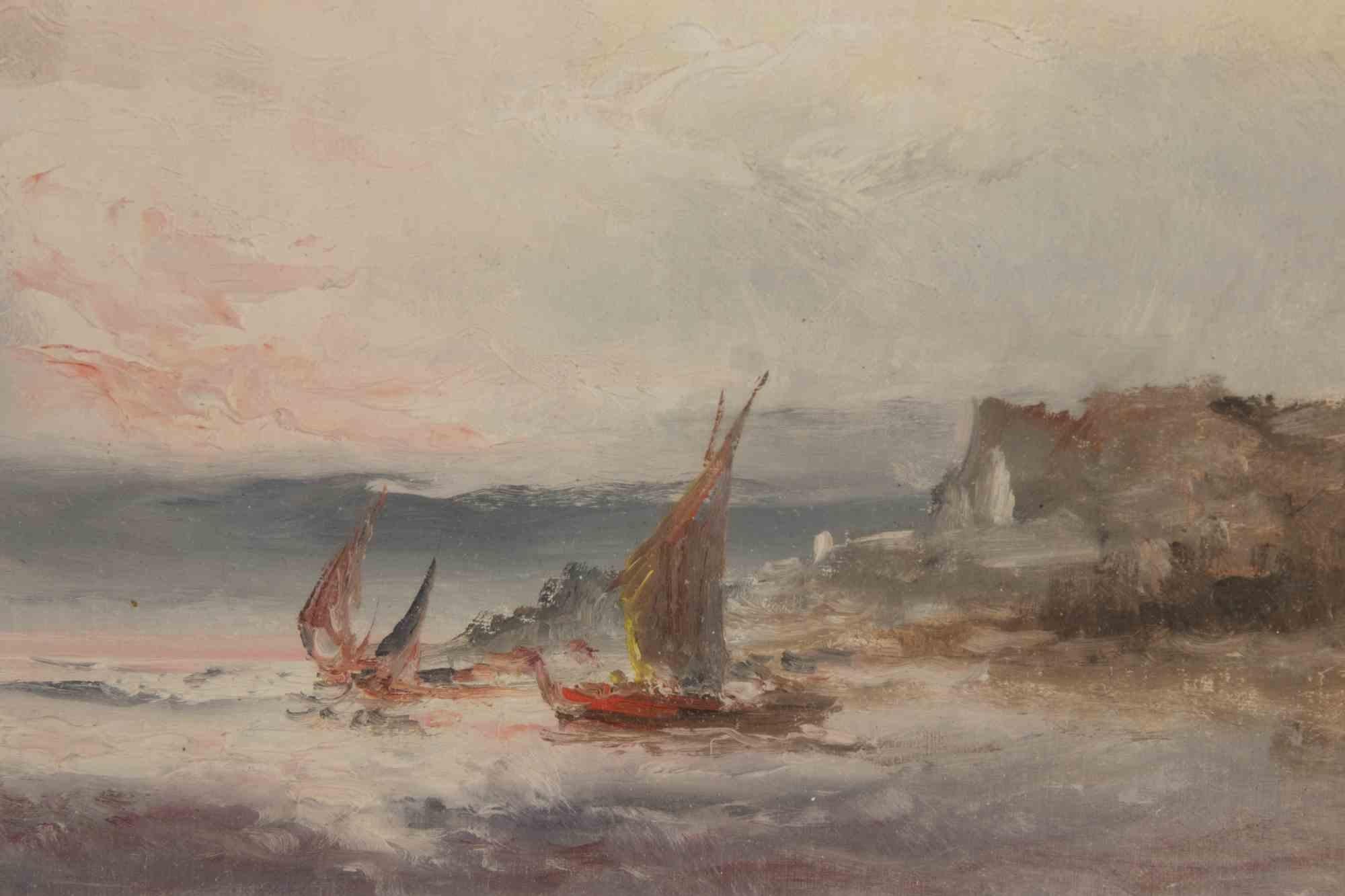 Seascape - Oil Paint by Athos Brioschi - Mid-20th Century For Sale 2