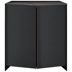 Athus Bar Cabinet by Gallotti and Radice in Black Lacquered Ash and Marble Top