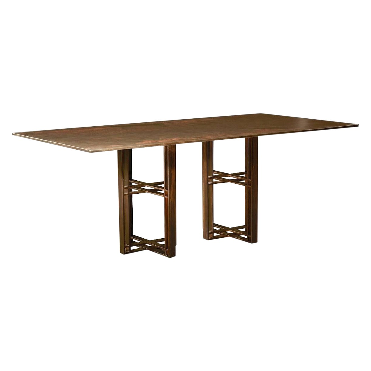 Athwart Dining Table — Patinated Steel — XL
