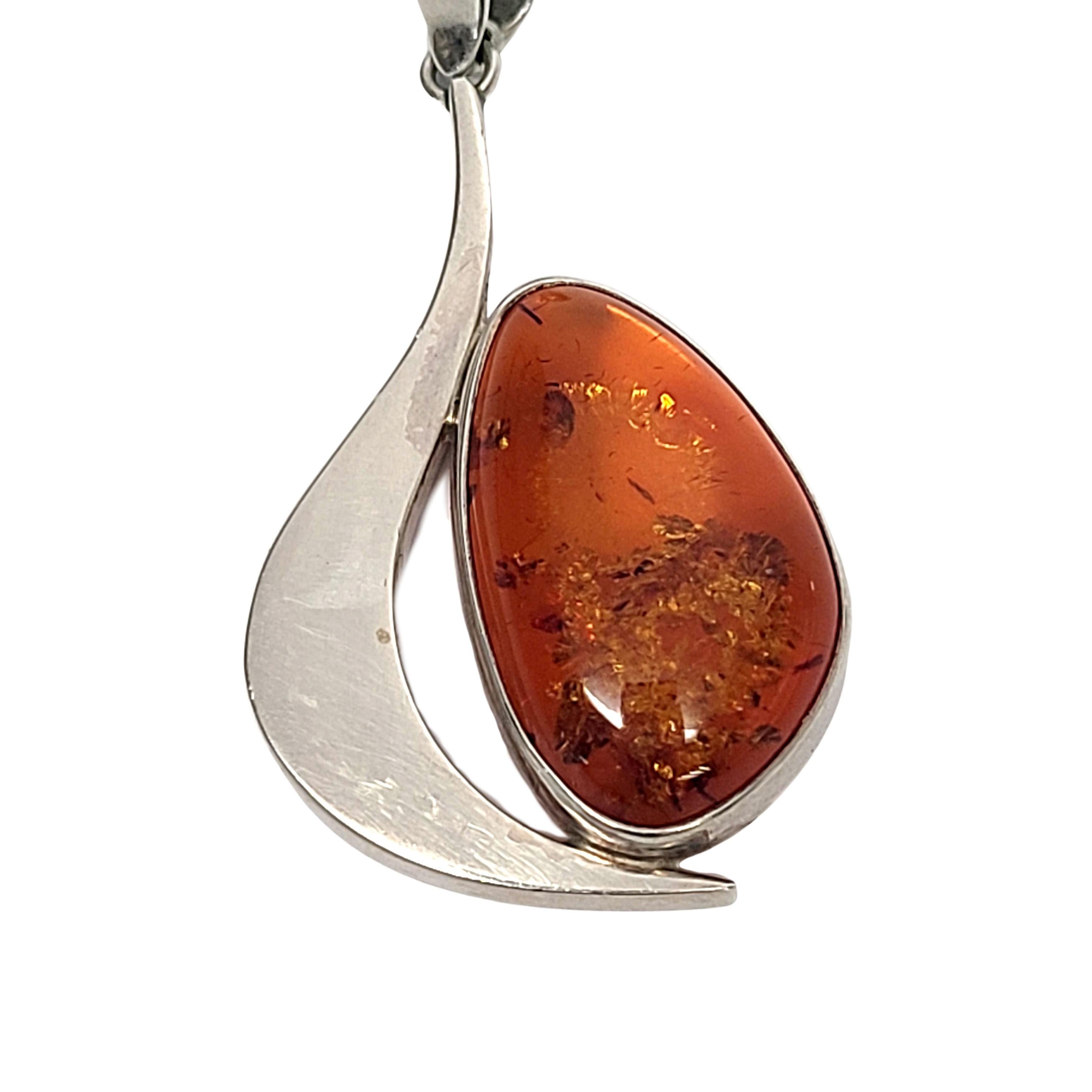 Women's ATI Poland Sterling Silver Amber Pendant