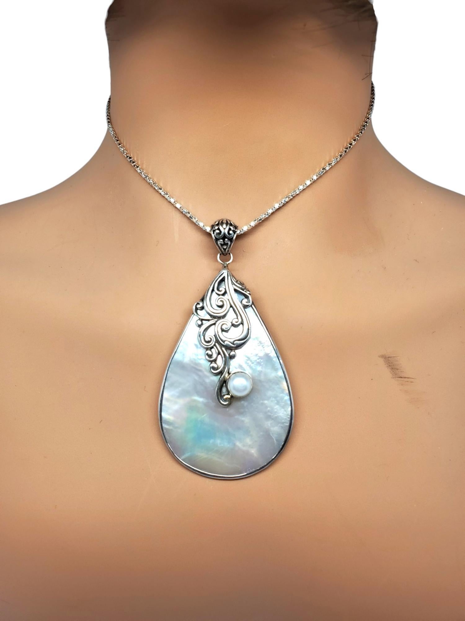 ATI Sterling Silver Mother Of Pearl Tear Drop Pendant #20253 For Sale 3
