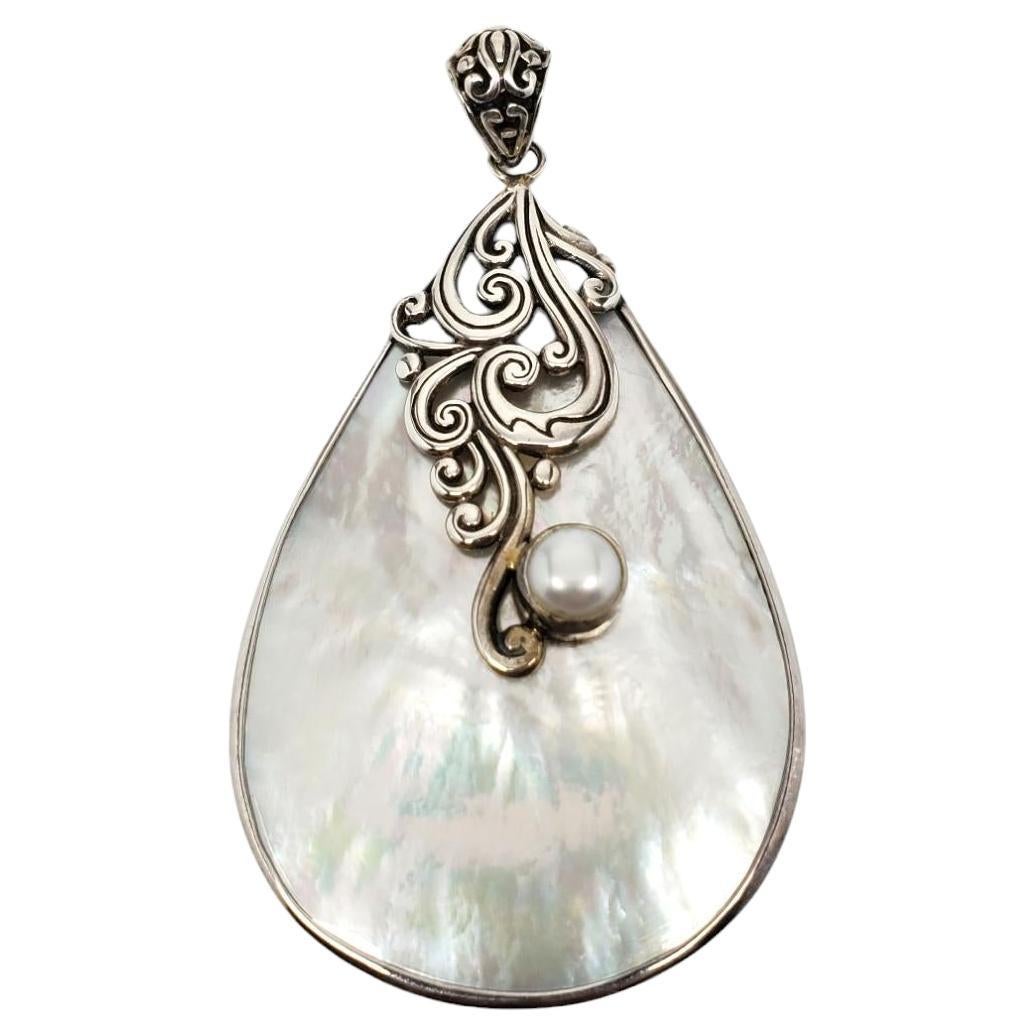 ATI Sterling Silver Mother Of Pearl Tear Drop Pendant #20253 For Sale
