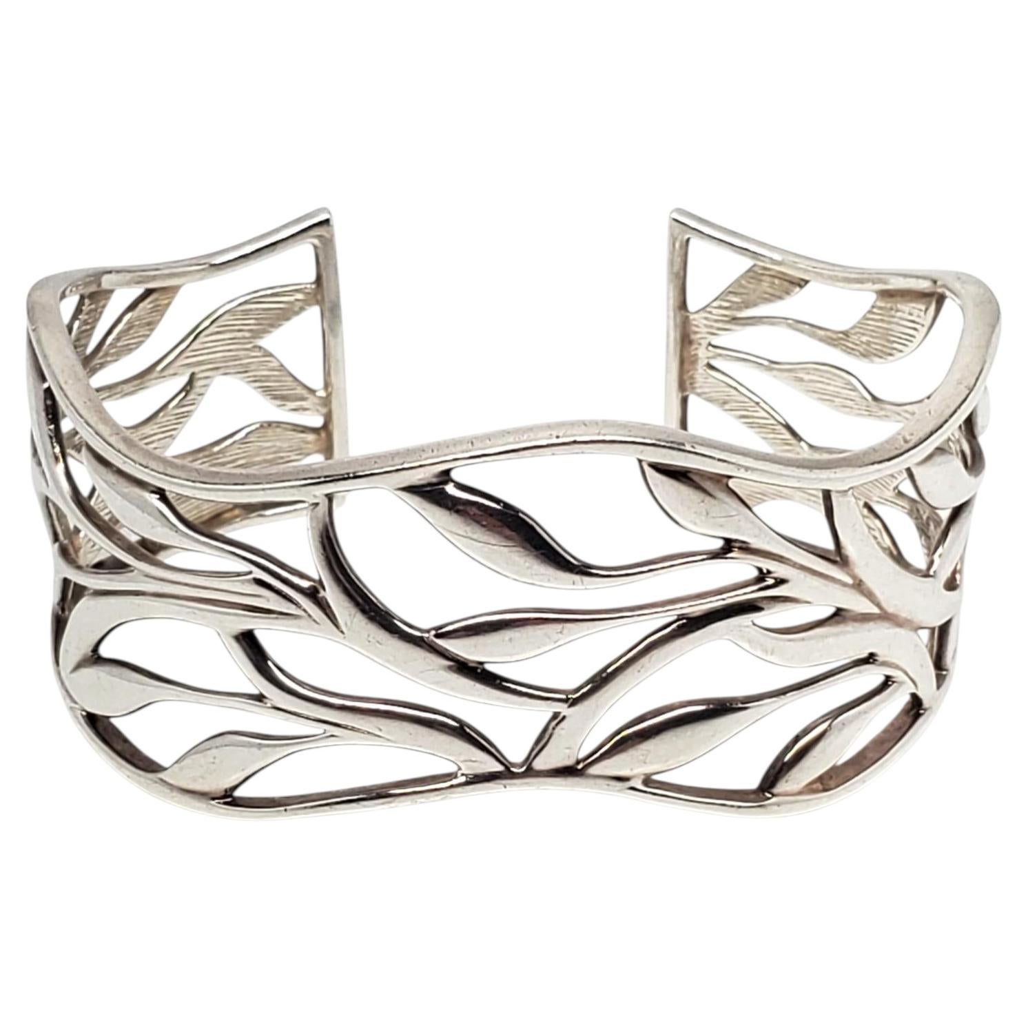 ATI Sterling Silver Openwork Leaf Cuff Bracelet #24641 For Sale