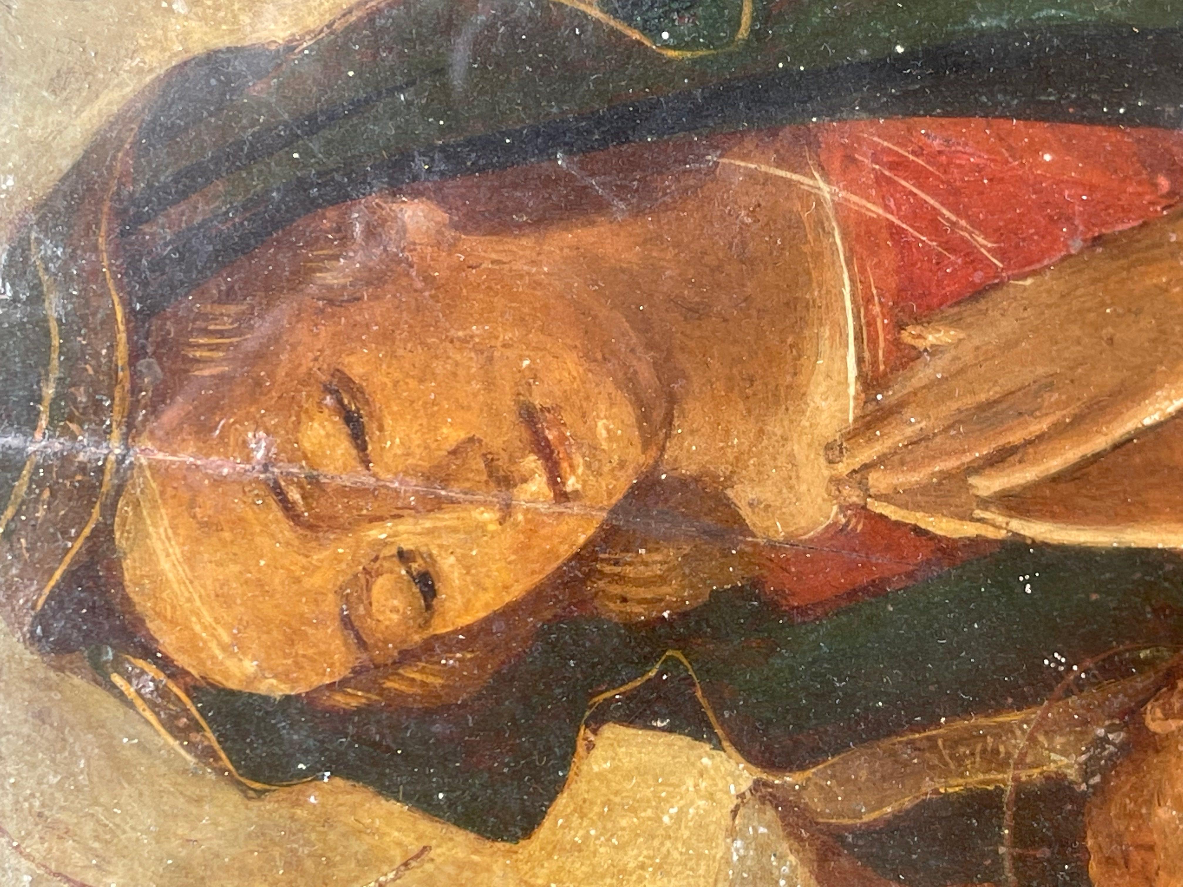 Oiled Atico dipinto olio su tavola raffigurazione di vergine maria, IXX SECOLO  For Sale