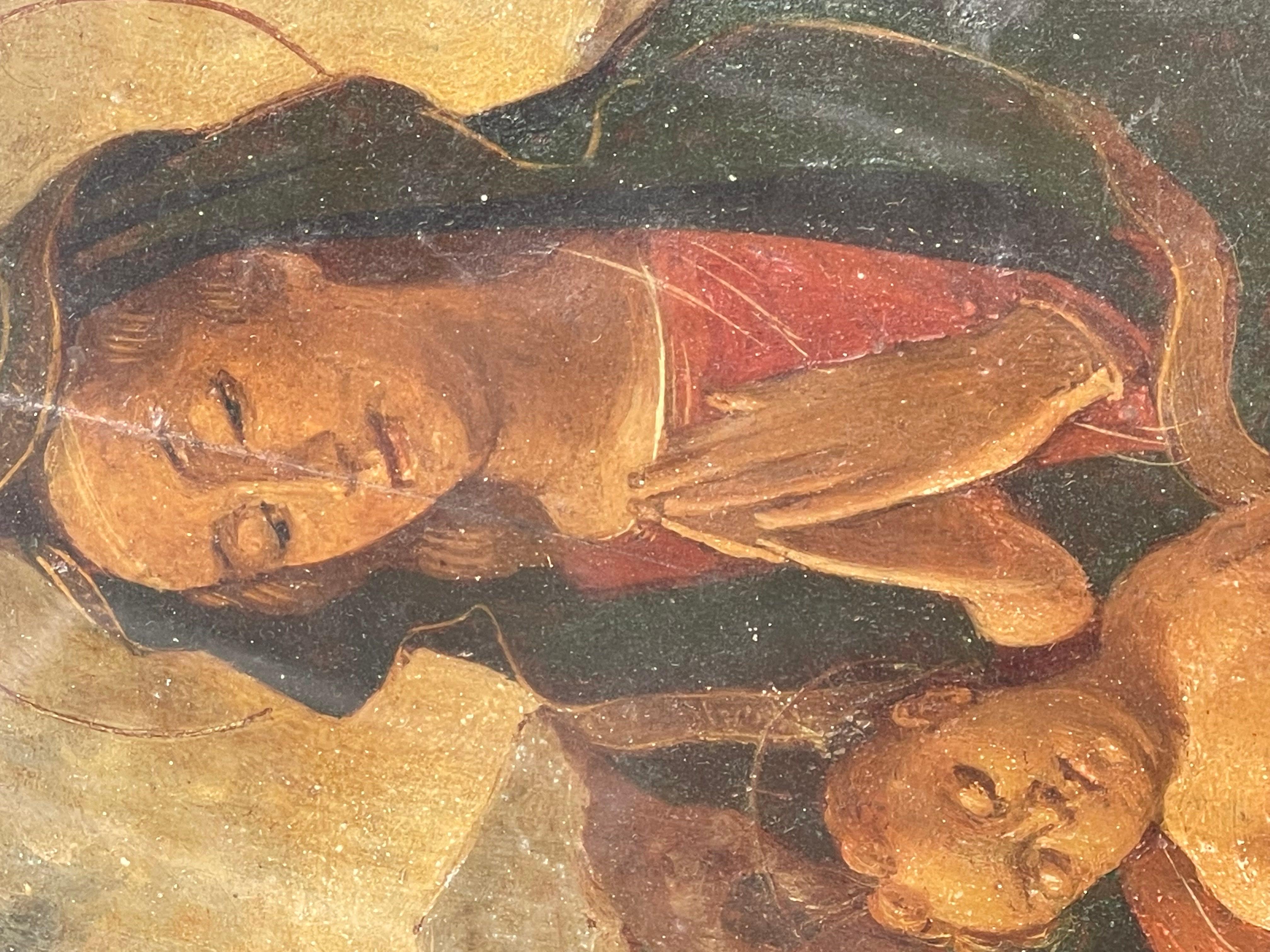 Early 19th Century Atico dipinto olio su tavola raffigurazione di vergine maria, IXX SECOLO  For Sale