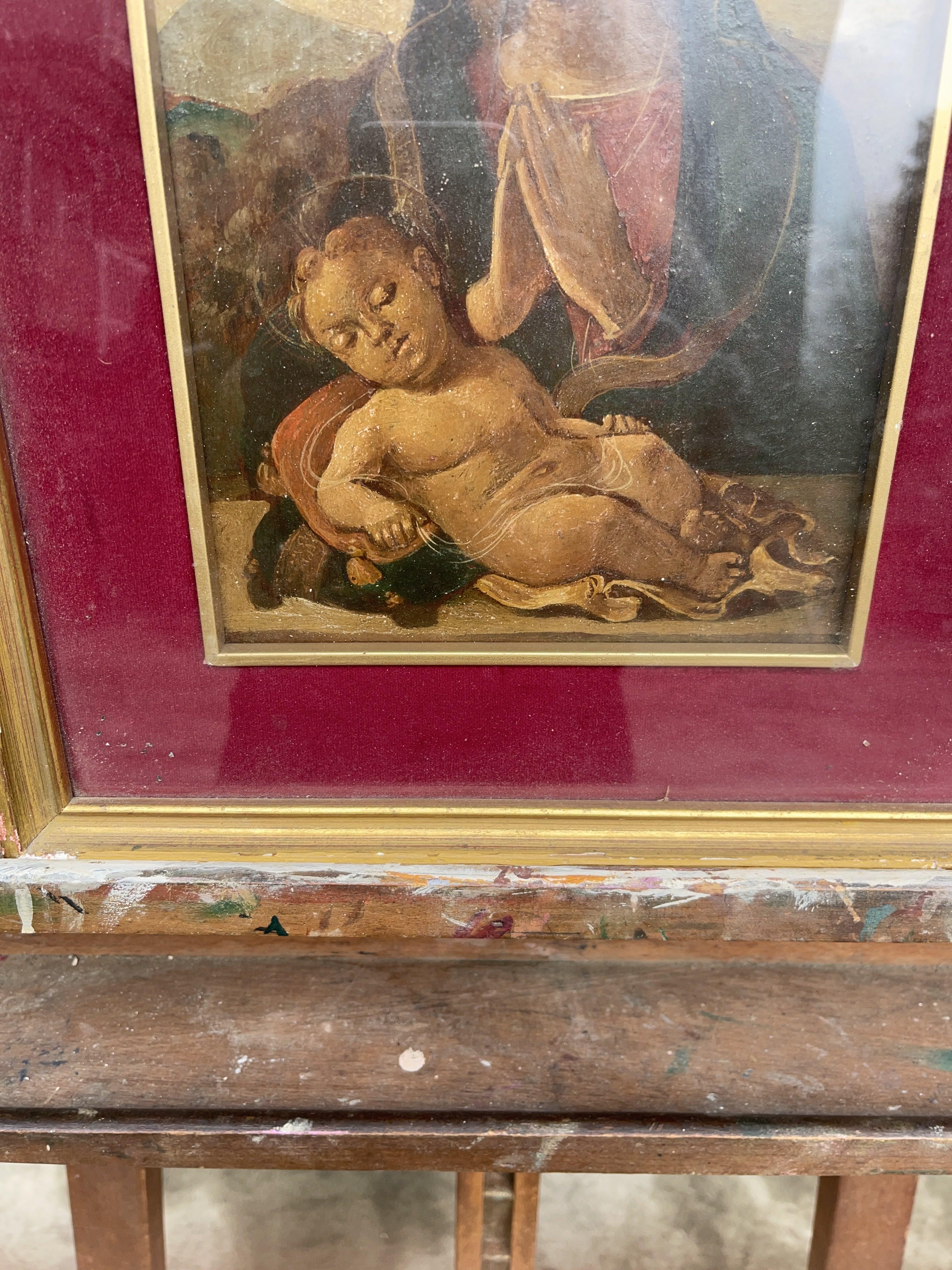 Atico dipinto olio su tavola raffigurazione di vergine maria, IXX SECOLO  For Sale 1