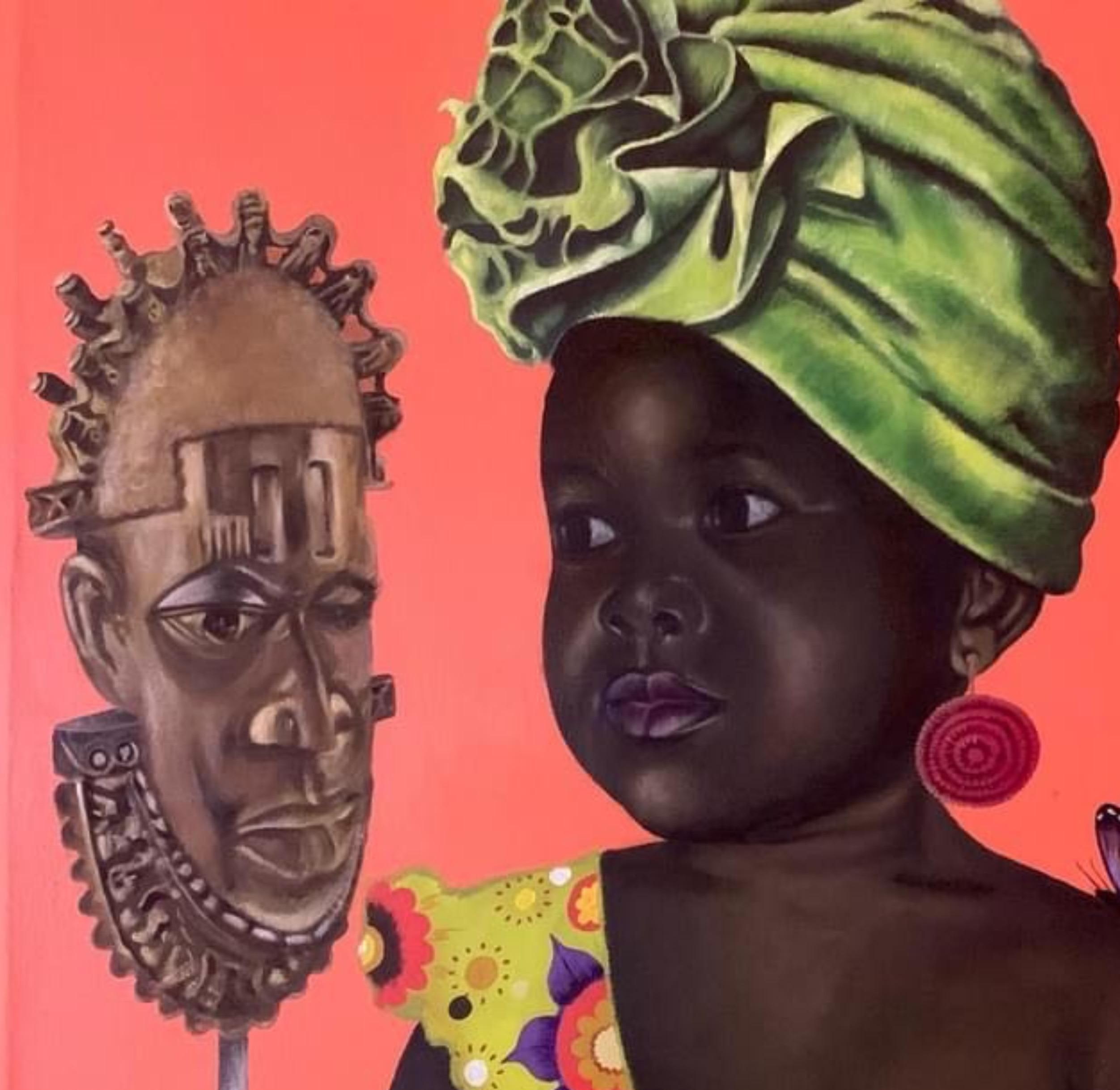 The New Way Fairer 2 - Brown Portrait Painting by Atilola Afeez