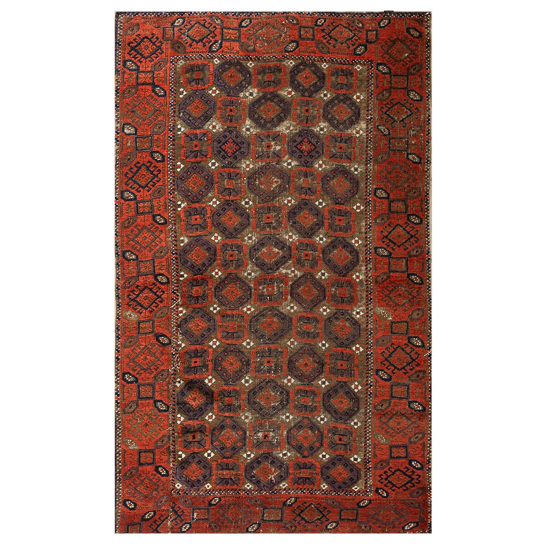 Atique Baluch Turkmen Rug 3'0" x4'10" For Sale