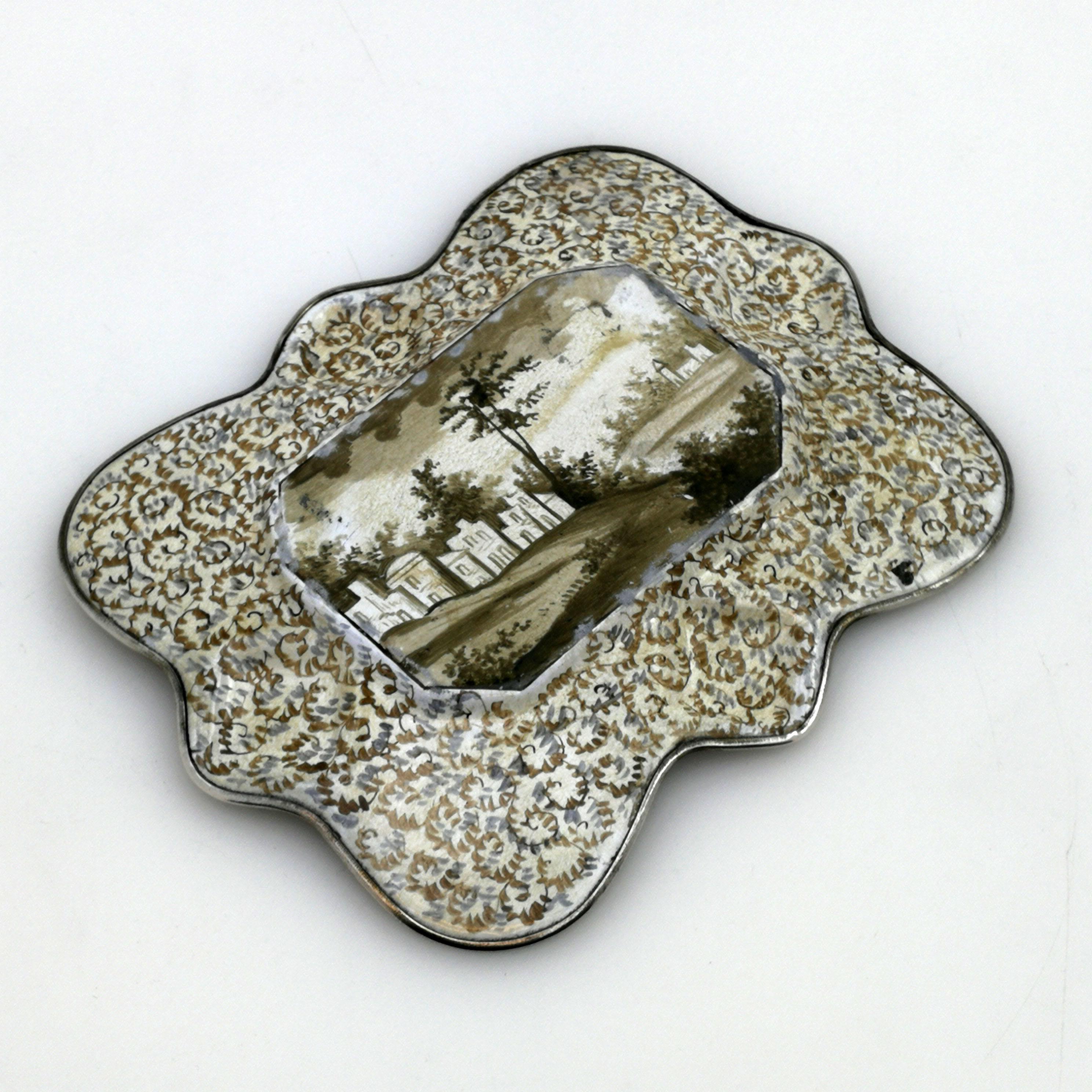 Atique Viennese Enamel & Silver Tray / Dish Austria circa 1880 Pin / Trinket 1