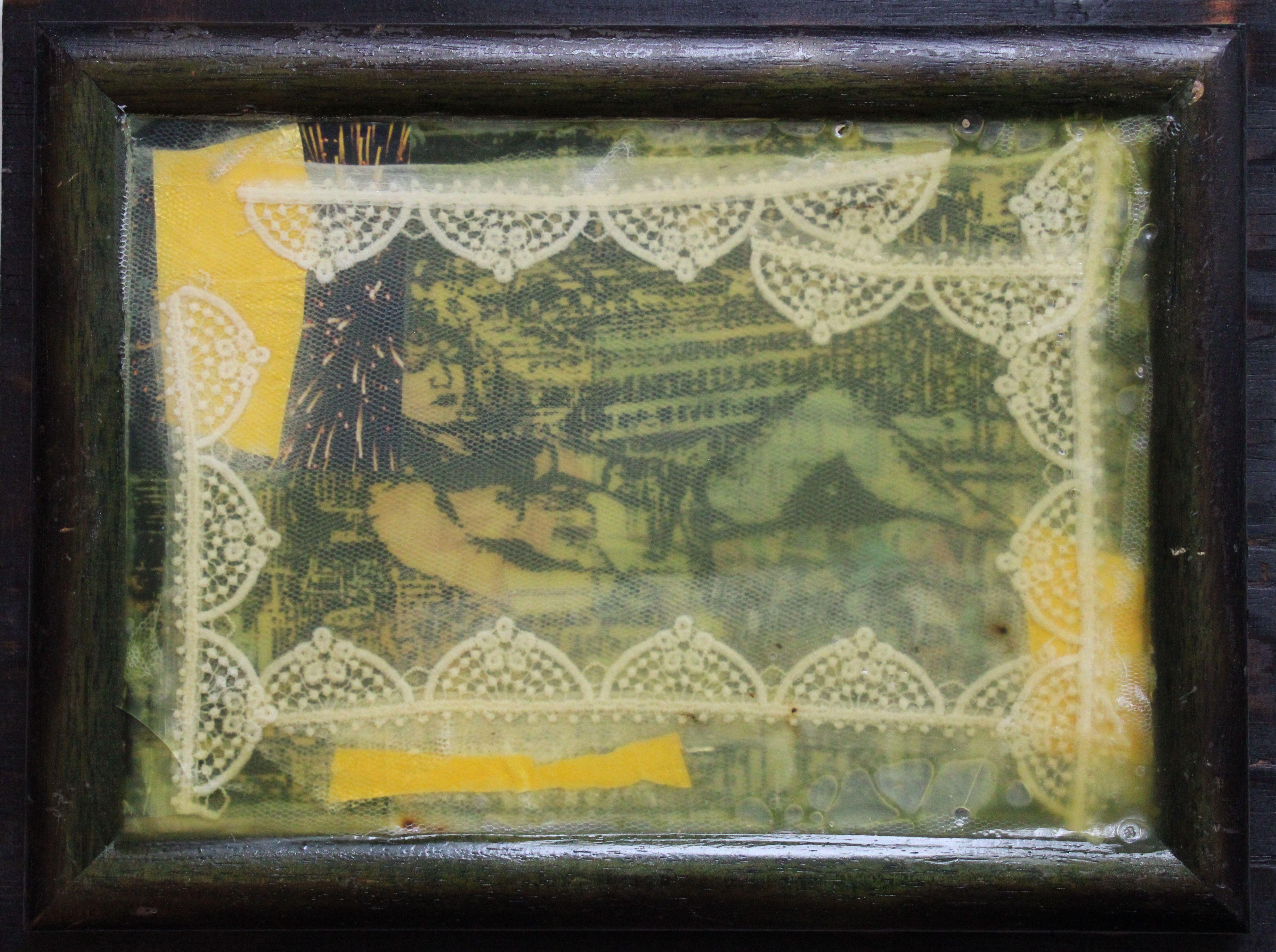 Sleeping. 2020, placage, technique originale, 30x40 cm - Mixed Media Art de Atis Ievins