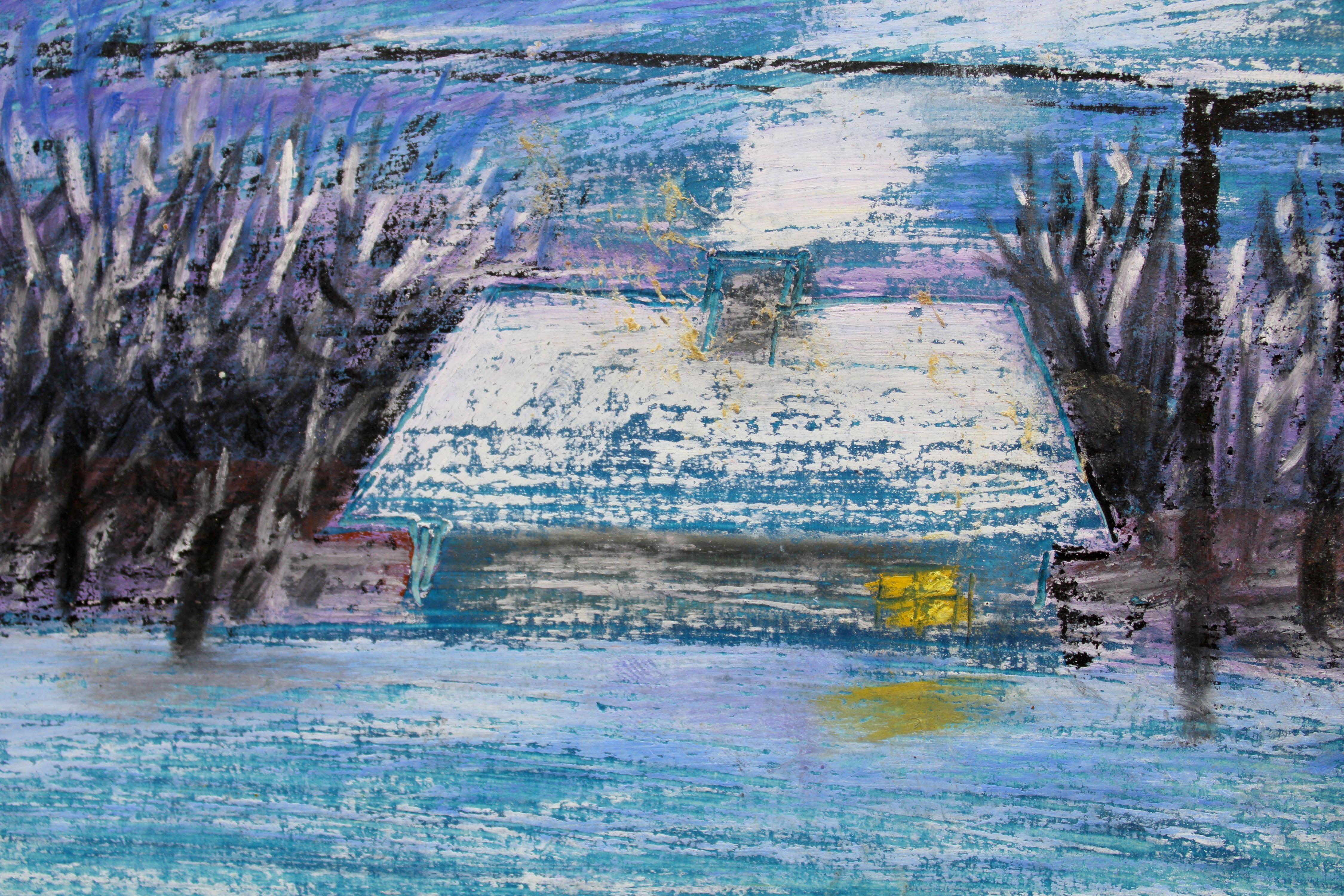 Weihnachten. 1997, Karton, Mischtechnik, 18,5x25 cm (Violett), Landscape Painting, von Atis Ievins
