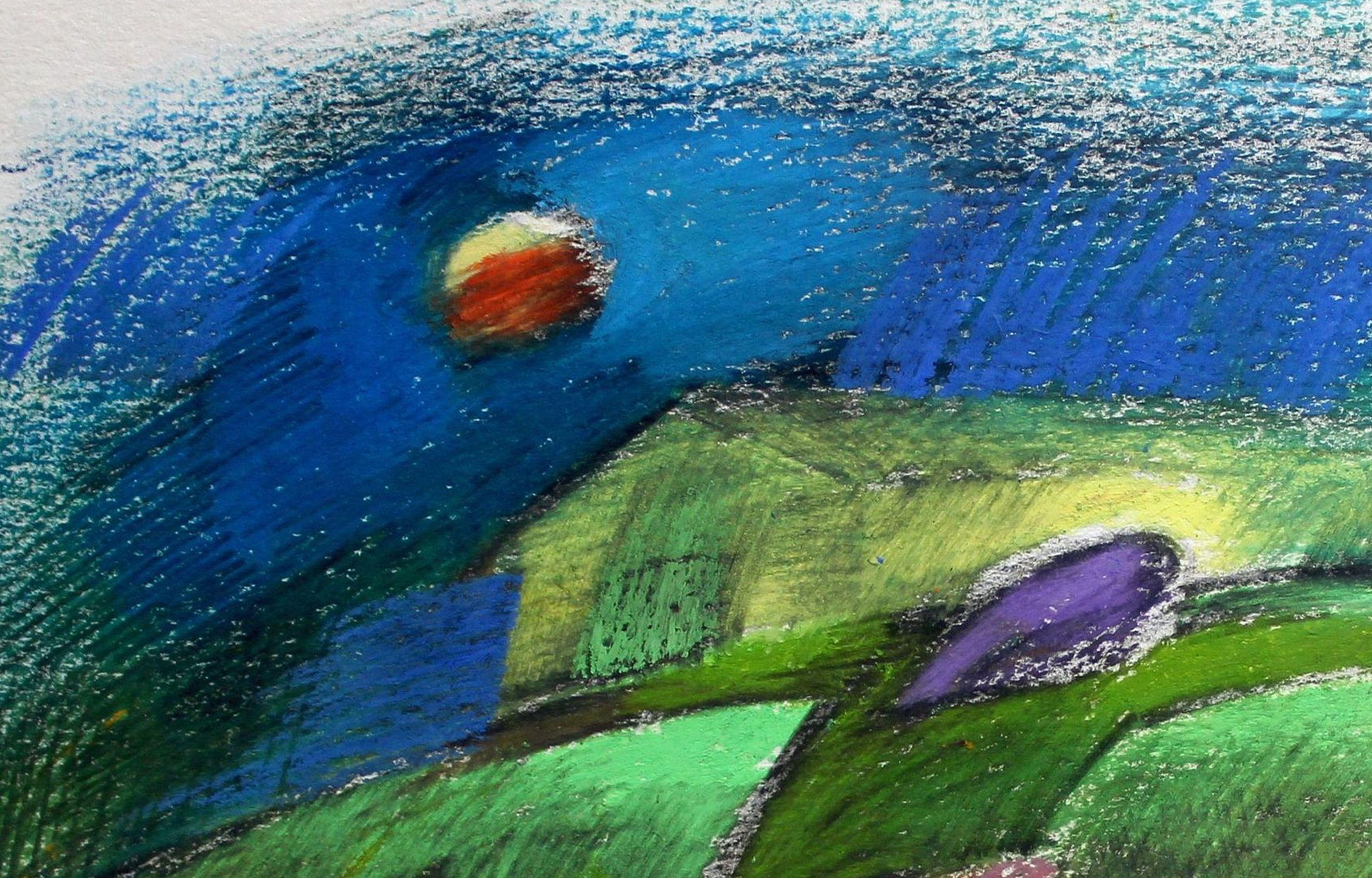The way home. 1995, Papier, Mischtechnik, 15x22 cm im Angebot 1