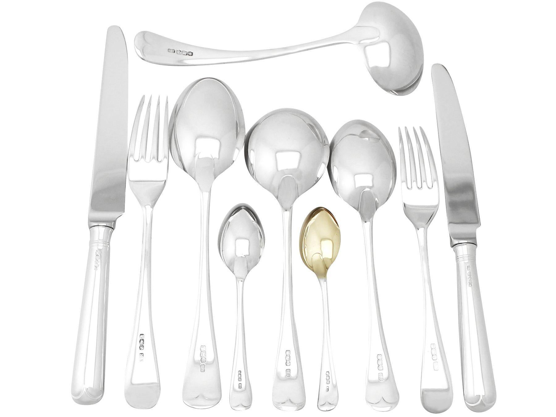 An exceptional, fine and impressive antique George V English straight sterling silver Old English pattern flatware set / service for six persons; an addition to our canteen of cutlery collection.

The pieces of this exceptional, antique George V
