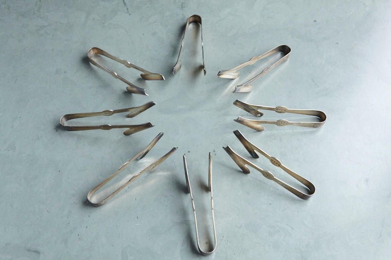 Atkin Brothers Set of Eight Individual English Silver Asparagus Serving Tongs at 1stDibs