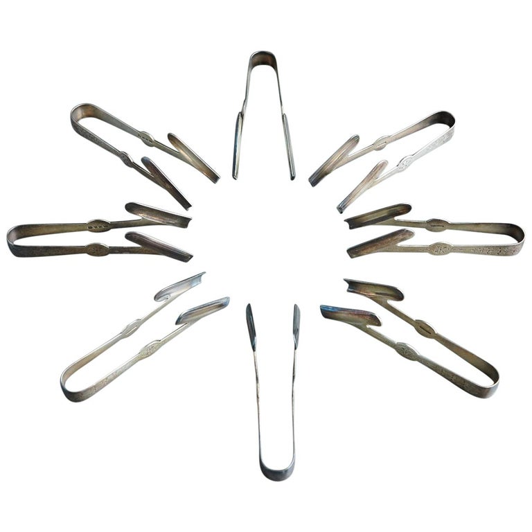 Atkin Brothers Set of Eight Individual English Silver Asparagus Serving Tongs at 1stDibs