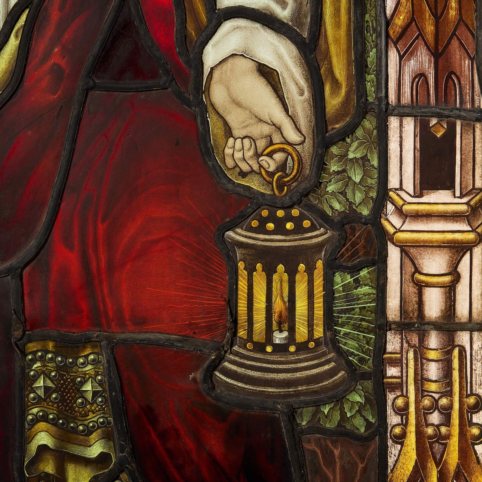 English Atkinson Bros Religious Stained Glass Window of Jesus c.1925 For Sale